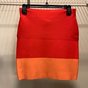 Red and orange BCBG Max Azria bandage skirt